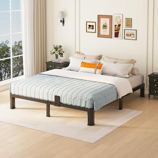 Yitong Angel 6 inch King Size Bed Frame with Round Corner Legs Mattress Slide Stopper,Low Profile Heavy Duty Metal Platform,Steel Slat Support,No Box Spring Needed,Easy Assembly,Noise Free