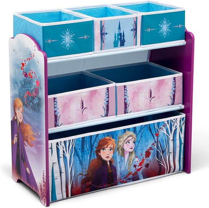 Disney Frozen II 6 Bin Design and Store Toy Organizer by Delta Children, Greenguard Gold Certified