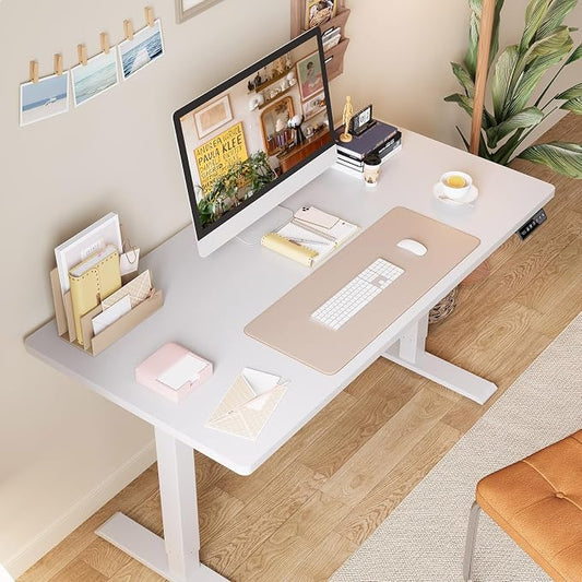 Whole Piece Standing Desk with Wheels Adjustable Height- Mobile Stand up Desk with Lockable Casters, Portable Sit Stand Desks Electric for Home & Office Workstation