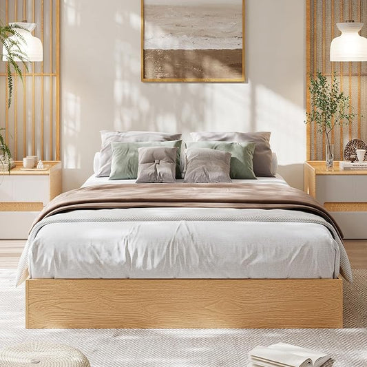 GarveeHome Twin XL Size Wood Platform Bed Frame,Wooden Bed Frame Without Headboard, Wood Slat Support,No Box Spring Needed, Easy Assembly
