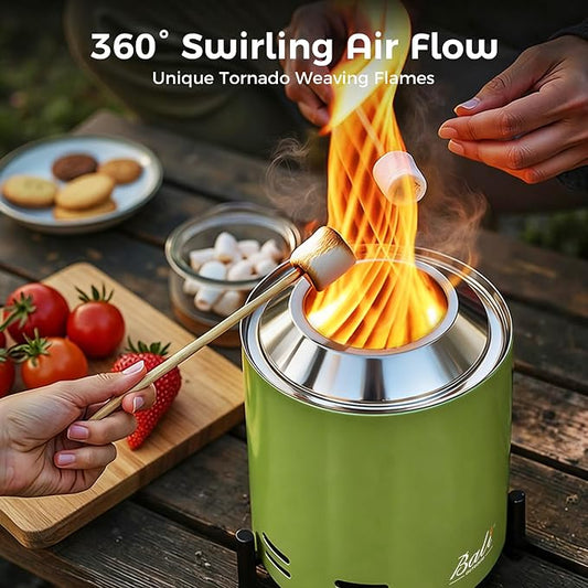 BALI OUTDOORS 6.5 inch Tabletop Fire Pit Round, Stainless Steel Table Top Firepit Small, Outdoor Smokeless Firepit Portable, Green