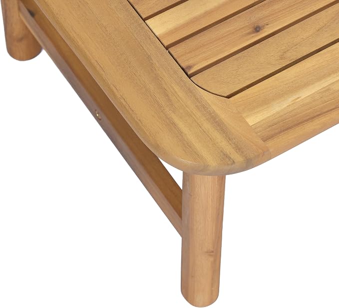 Merax 1 Piece Patio Furniture Set, All-Weather Acacia Wood Rectangular Coffee Table with Sturdy Legs, Outdoor Center Table for Porch, Lawn, Backyard, Balcony Teak
