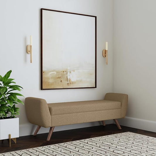HomePop 60" Modern Storage Bench with Wood Legs - Brown