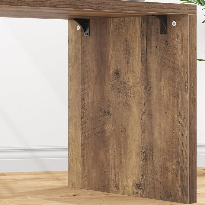 HSH L Shaped Desk with Storage Drawers Shelves, Large Corner Computer Table in Home Office, Industrial Wood Desk for Executive Writing Work Study, Rustic Oak, 55 Inch
