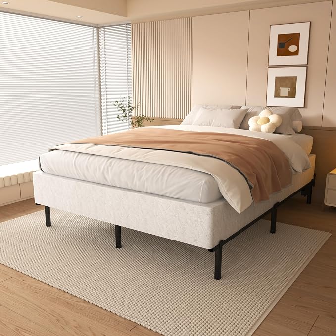 NHODIR Box Spring King Size 8 Inch Heavy Duty Metal Bed Base | 8" High-Profile for Thick Mattresses 3000 lbs Heavy-Duty Steel Non-Slip & Noise-Free Tool-free Assembly Washable Cover