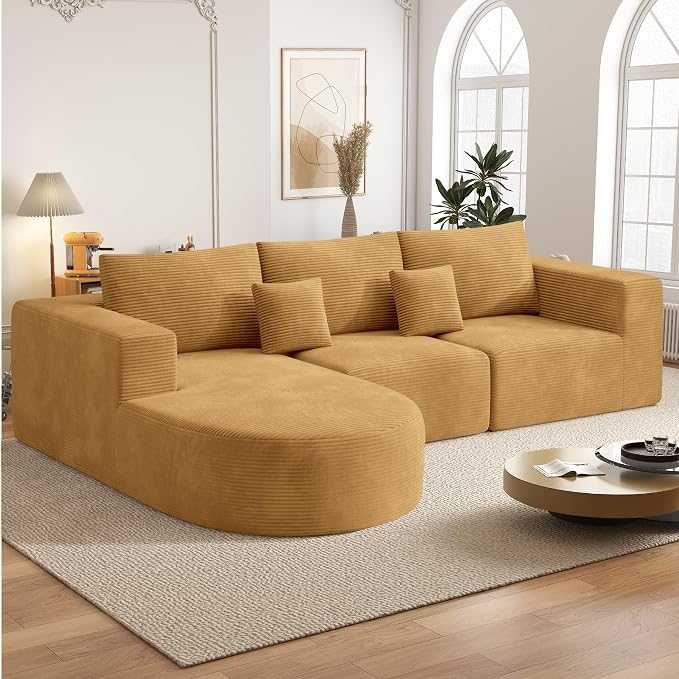 Boneless Couches for Living Room,Cloud Sectional Couch with L-Shape Chaise,Modern Modular Sofa with Deep Seat Upholstered Comfy Couches for Bedroom,No Assembly Required,1PCS