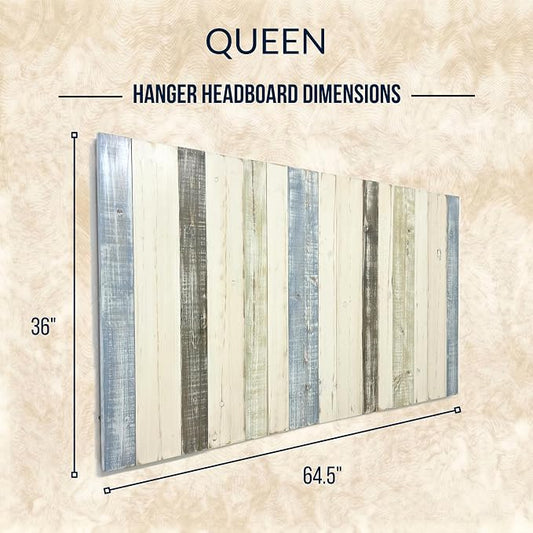 Barn Walls Queen Wood Headboard - Farmhouse Mix Design - Wall Mounted Floating Headboard for Queen Bed - Handcrafted Solid Wood - Easy No-Drill Installation
