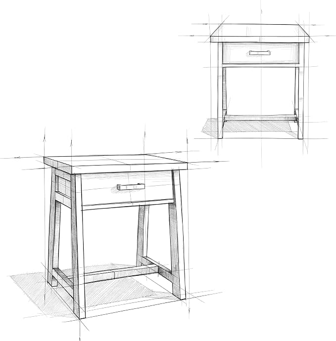 SIMPLIHOME Sawhorse SOLID WOOD 24 Inch Wide Modern Industrial Bedside Nightstand Table in Distressed Grey, For the Living Room and Bedroom