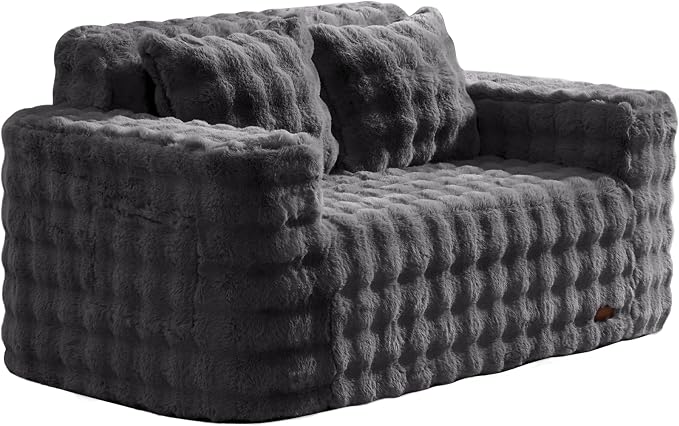 ZurNesfure Sofa Couch Loveseat, Memory Foam Couch with Pillow, Modern Cloud Couch with deep seat and Removable Washable Cover Boneless Sofas for Living Room Bedroom Apartment (Darkgrey,Loveseat)