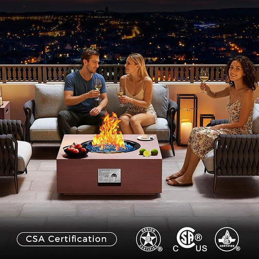 Jocoevol 28 Inch Fire Pit Table Propane Fire Pit 40,000btu Gas Fire Pits for Outdoor Outside Patio with Burner Lid, Glass Rocks