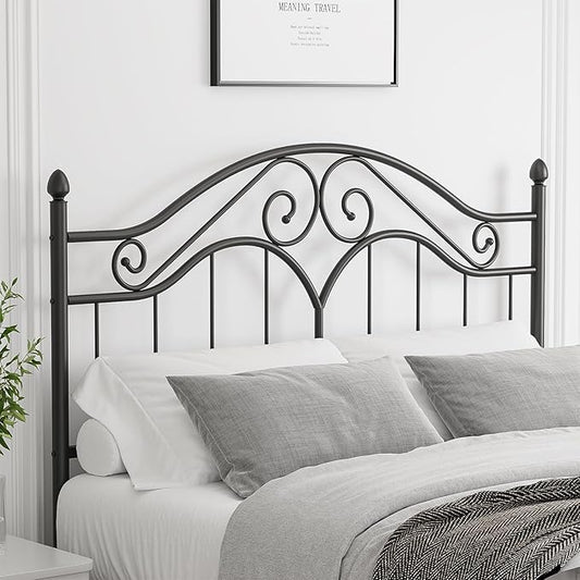 Headboard for Full Size Bed Frame Vintage Platform Bed Metal Headboard Only | Height Adjustable,Sturdy and Stable,Easy Assembly,Black