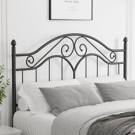 Headboard for Queen Size Bed Frame Vintage Bed Metal Headboard Only | Platform Bed Headboard,Height Adjustable,Sturdy and Stable,Easy Assembly,Black
