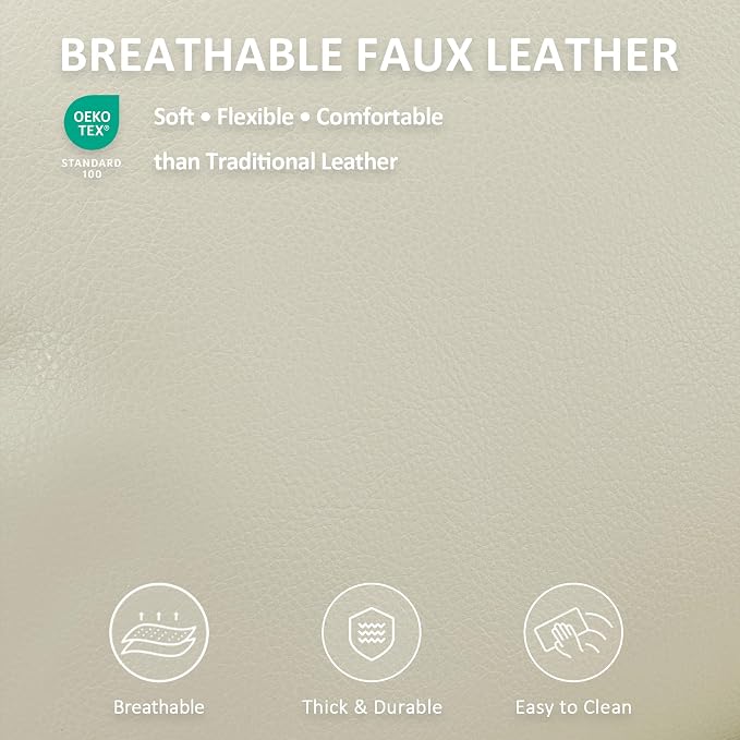MCombo Power Lift Recliner Chair for Elderly R7042(Cream White, Small-Wide) | Heat and Massage, Breathable Faux Leather, USB& Type C Charging Port, FSC Certified