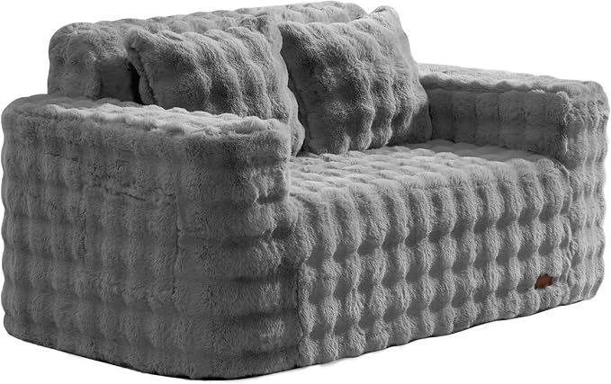 ZurNesfure Sofa Couch Loveseat, Memory Foam Couch with Pillow, Modern Cloud Couch with deep seat and Removable Washable Cover Boneless Sofas for Living Room Bedroom Apartment (Grey,Loveseat)