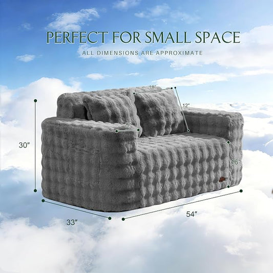 ZurNesfure Sofa Couch Loveseat, Memory Foam Couch with Pillow, Modern Cloud Couch with deep seat and Removable Washable Cover Boneless Sofas for Living Room Bedroom Apartment (Grey,Loveseat)