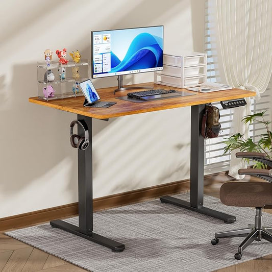 BIZUM 40x24 Inch Electric Standing Desk with Memory Presets, Quiet Motor Height Adjustable Stand Up Desk for Home Office & Gaming, Ergonomic Sit Stand Workstation,Light Rustic Brown