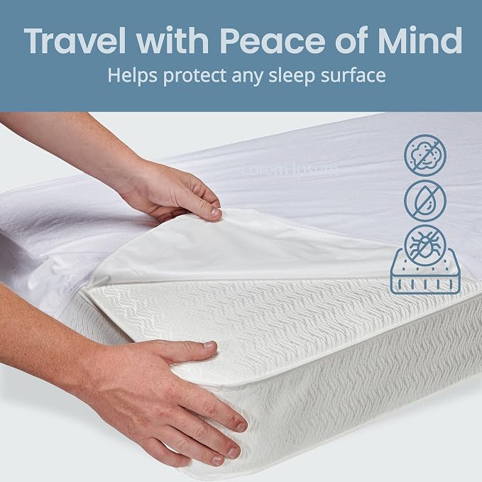 SafeRest Waterproof Crib Size Mattress Protector - Fitted with Stretchable Pockets - Machine Washable Cotton Blend Mattress Cover for Bed