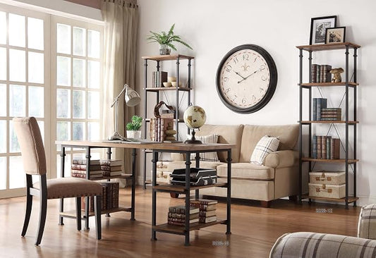 HOMELEGANCE Factory Metal Frame Writing Desk, Rustic Brown