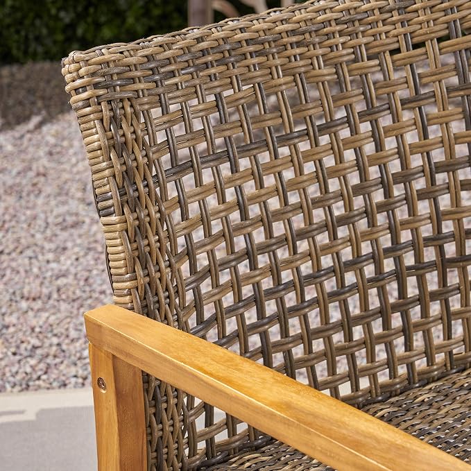 Christopher Knight Home Marcia Outdoor Wood Sofa, Wicker, 75.50 x 31.00 x 31.50, Gray, Natural Stained Finish