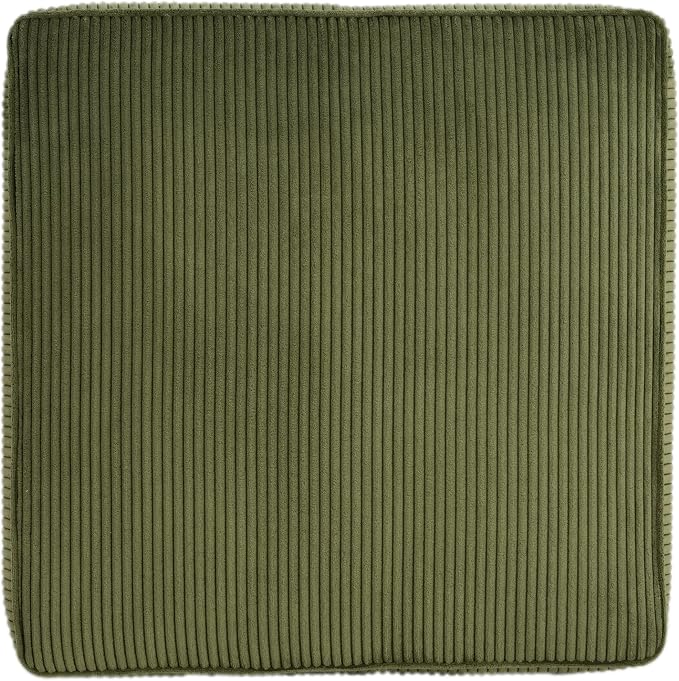 Christopher Knight Home Kyle Corduroy Woven Upholstery Square Ottoman, Living Room Sofa Ottoman with Wood Frame, Comfy Seating Experience with Dense Foam Padding, Non-Marking Foot Caps, Olive Green