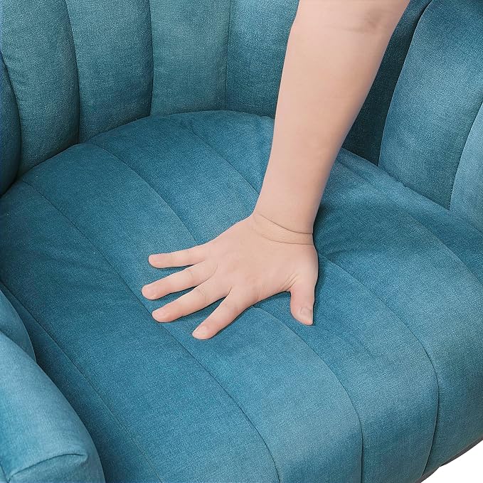 Lexicon Modern Swivel Accent Chair, Velvet Fabric Upholstered Swivel Lounge Chair with Rounded Base and Channel Stitching for Living Room/Bedroom/Office, Easy Assembly, Dark Teal