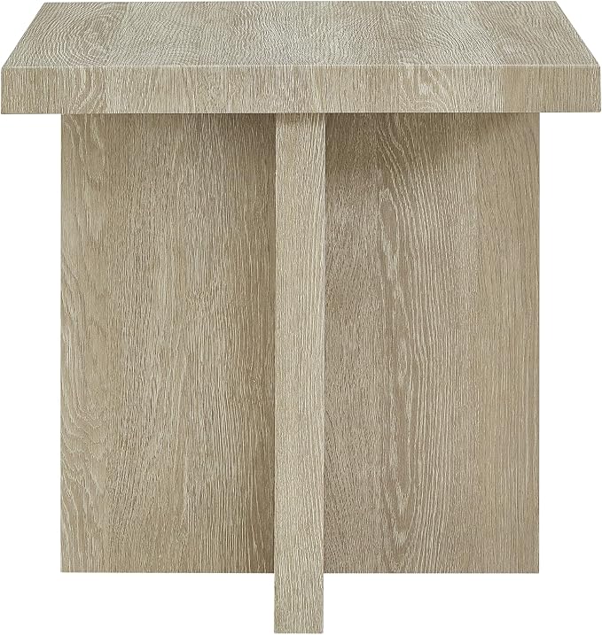 Roundhill Furniture Mchome Square End Table, Nightstand, Oak Finish