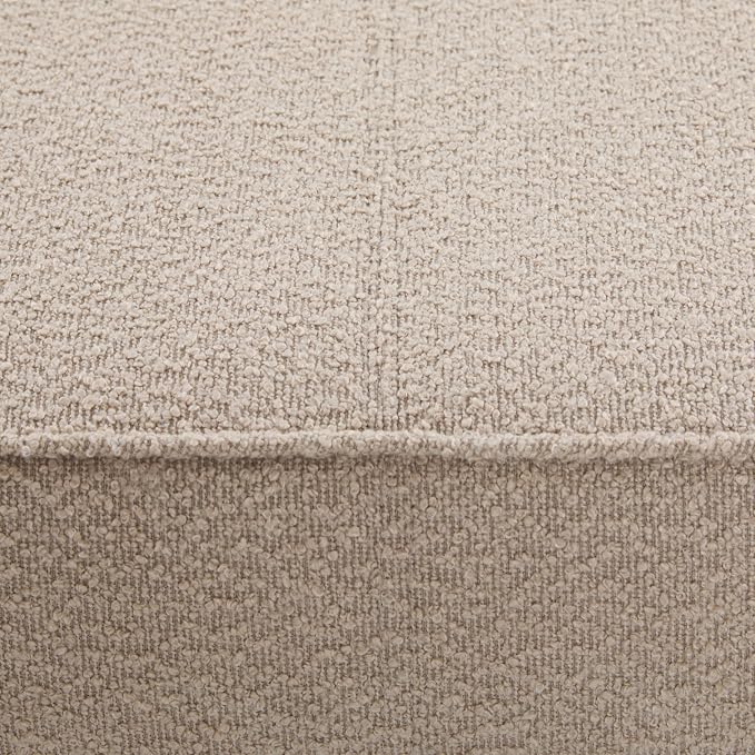 Christopher Knight Home Hillman Boucle Fabric Ottoman with Wood Frame,Rectangular Footrest Bench,Non Storage Ottoman Bench for Living Room Bedroom Entryway Home Decor,Light Brown