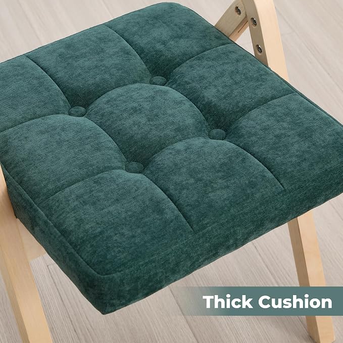 6-Pack Folding Dining Chairs with Cushion,Padded Foldable Dining Chairs,Portable Wooden Folding Chairs with Tufted Buttons Seat for Dining Rooms Kitchen Wedding and Party Indoor Green