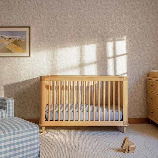 Namesake Marin with Cane 3-in-1 Convertible Crib in Honey and Honey Cane, Greenguard Gold Certified