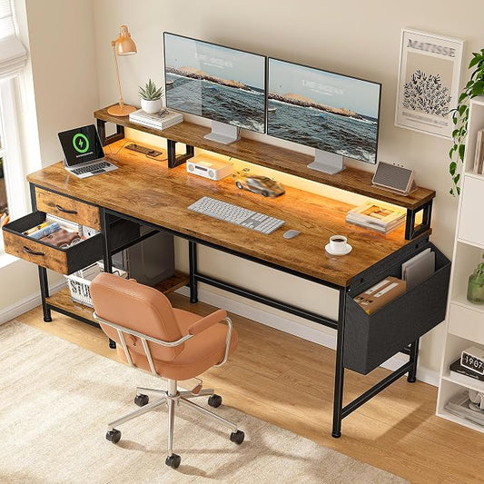 DurayLoly 55" Small Gaming Desk with Remote Control RGB Light for Teen Gamer,10m Full-Color Strip with Wireless Remote,20 Dynamic & 20 Lighting Modes, Effortless Control to Level Up Your Gaming Vibe