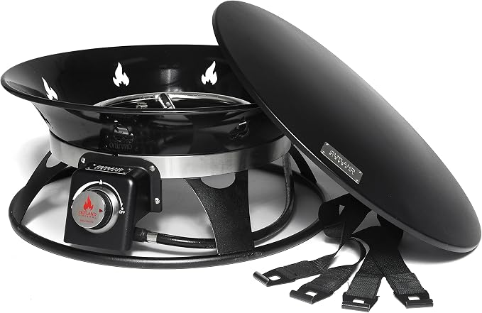 Outland Living Portable Propane Fire Pit, 21-inch, 58,000 BTU with Fire Pit Cover & Carry Kit, Smokeless Gas Firebowl | Perfect for Camping, Patio, Backyard, Tailgating, Deck, RV| Black 863 Cypress