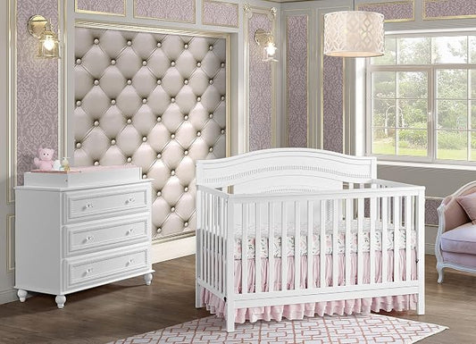 Oxford Baby Briella 4-in-1 Convertible Baby Crib, White, GreenGuard Gold Certified