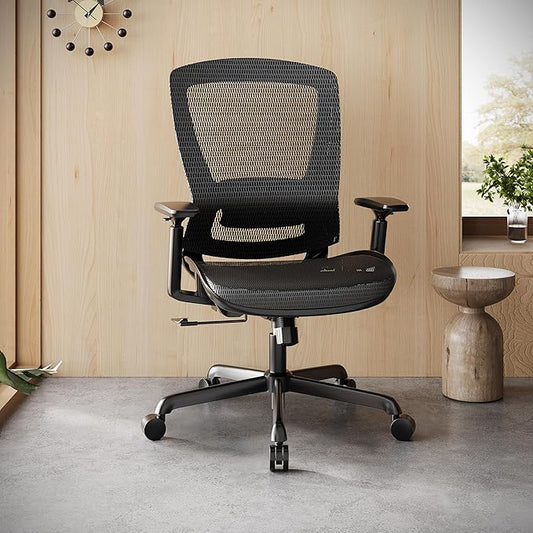 ELABEST Ergonomic Mesh Office Chair,Comfy Computer Desk Chair - BIFMA 5.1 Certified Commercial Swivel Task Chair for Home Office - Adjustable Lumbar Support & Armrests,Tilt Function,Wide Seat (Black)