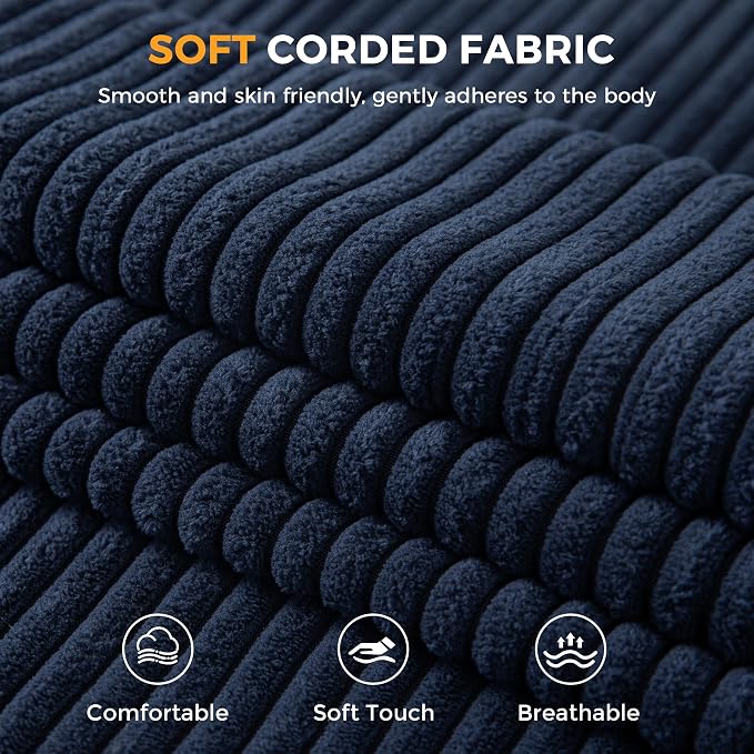 MAXYOYO Oversized Loveseat Sofa Couch, Upholstered Bean Bag Chair Cloud 3-Seat for Adults, Boneless Couch with Tufted Cushion & Pillows, Sofa in A Box, No Assembly Required, Navy