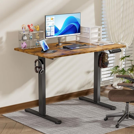 BIZUM 40x24 Inch Electric Standing Desk with Memory Presets, Quiet Motor Height Adjustable Stand Up Desk for Home Office & Gaming, Ergonomic Sit Stand Workstation, Rustic Brown
