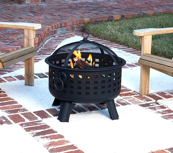 Amazon Basics 27 inch Steel Round Lattice Fire Pit, Easy to Assemble