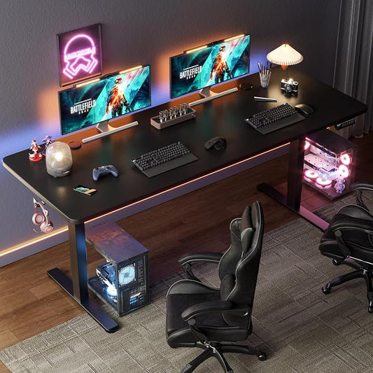Monomi 79" Electric Standing Desk for Home Office - Large Adjustable Height Desk with 178 lbs Weight Capacity, 3 Memory Presets, Quiet Motor, Anti-Collision (Black)