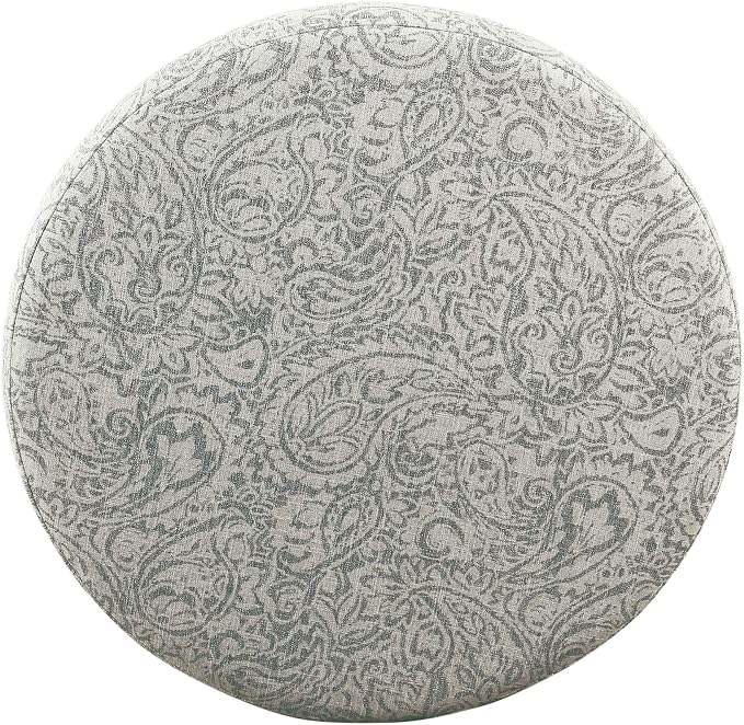 Homepop Home Decor | Upholstered Round Storage Ottoman | Ottoman with Storage for Living Room & Bedroom, Gray Floral