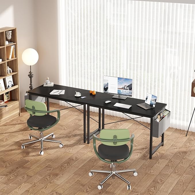 OLIXIS Computer Desk, 47 Inch Home Office Desks for Small Spaces, Writing Craft Study Gaming Table for Bedroom, Modern Computer Workstation with Storage Bag, Black