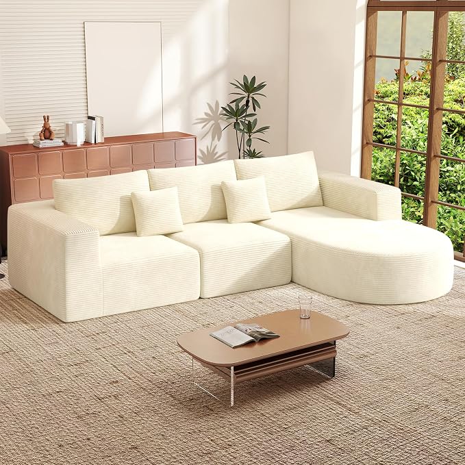 Boneless Couches for Living Room,Cloud Sectional Couch with L-Shape Chaise,Modern Modular Sofa with Deep Seat Upholstered Comfy Couches for Bedroom,No Assembly Required,1PCS