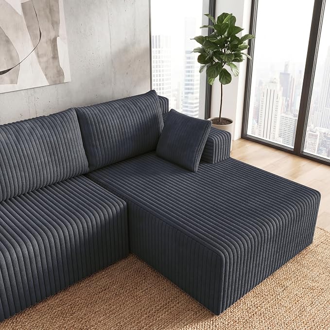 124 Inch Oversized Boneless Sectional Sofa Cloud Couch for Living Room - Symmetrical U Shaped Modular Couches Set with Double Chaise, No Assembly Floor Compression Sofa & Couch