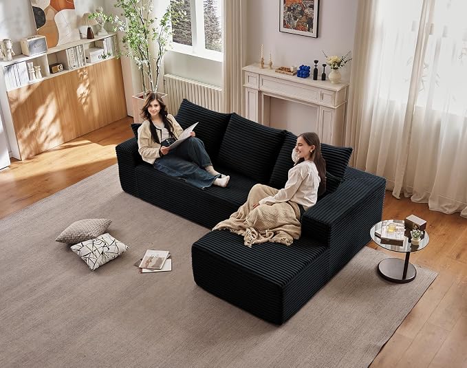 95" Cloud Sectional Couch with L-Shape Chaise, Modern Cloud Couch with Deep Seat, Modular Sectional Couches for Living Room, Apartment, Office, No Assembly Required