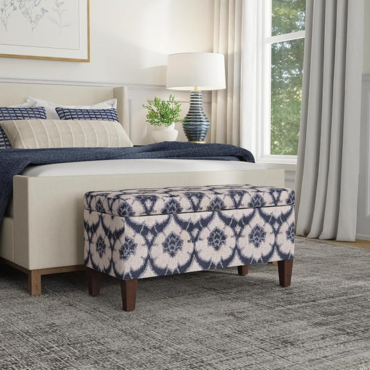 HomePop 36" Decorative Storage Bench - Blue Medallion Print
