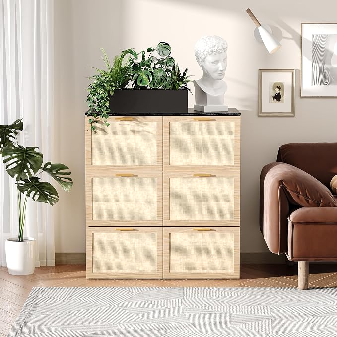 VINGLI Twin Size Rattan Murphy Bed with Storage Drawer,Charging Station, Boho,Hideaway Paltform Panel Bed for Small Spaces,Guest Room,Office,Apartment, Space-Saving Cabinet Bed,Oak White