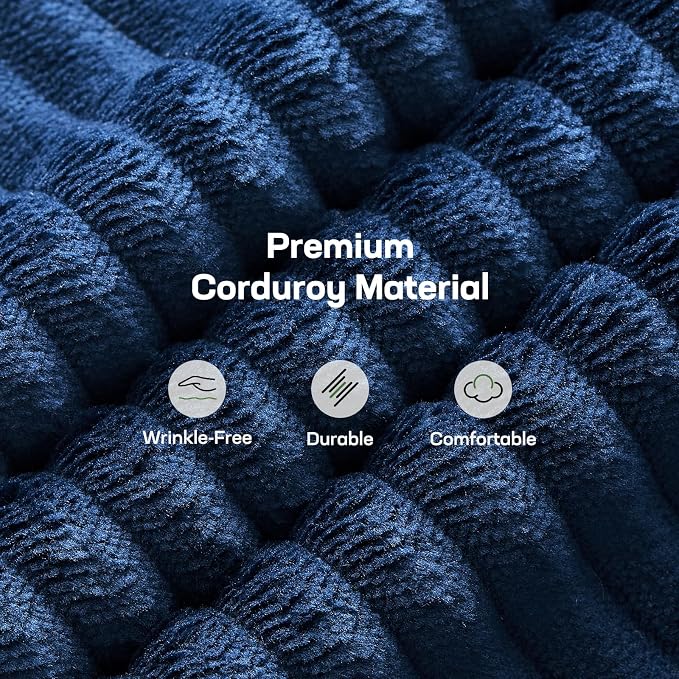 Marsail 66" Futon Sofa Bed, Convertible Corduroy Futon Couch with Adjustable Backrest & Armrests, Small Sleeper Sofa Loveseat for Living Room, Apartment, Blue