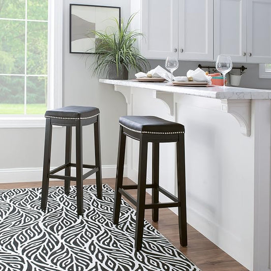 Linon Claridge Bar, Black Stool, 32" X 18.75" X 13"