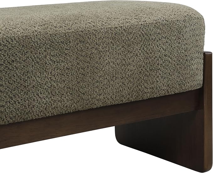 Christopher Knight Home Arden Minimalist Loop Yarn Fabric Dining Bench, Wooden Entryway Ottoman Bench, Modern Living Room Sofa Ottoman Footrest, Bedroom End of Bed Bench, Dark Green+Brown