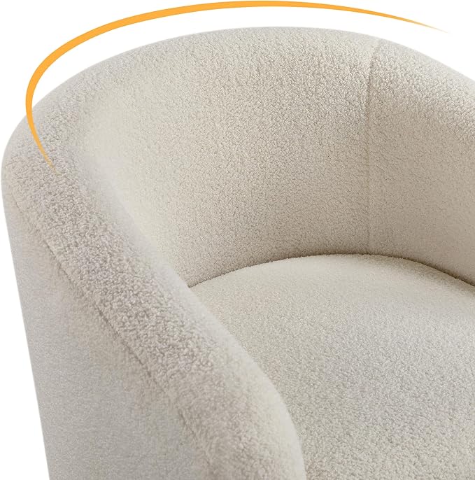 Topeakmart Barrel Chair, Soft Sherpa Accent Chair Side Chair Club Chair Modern Style Deep Seating Barrel Armchair for Living Room Furniture Reading Room Bedroom Ivory