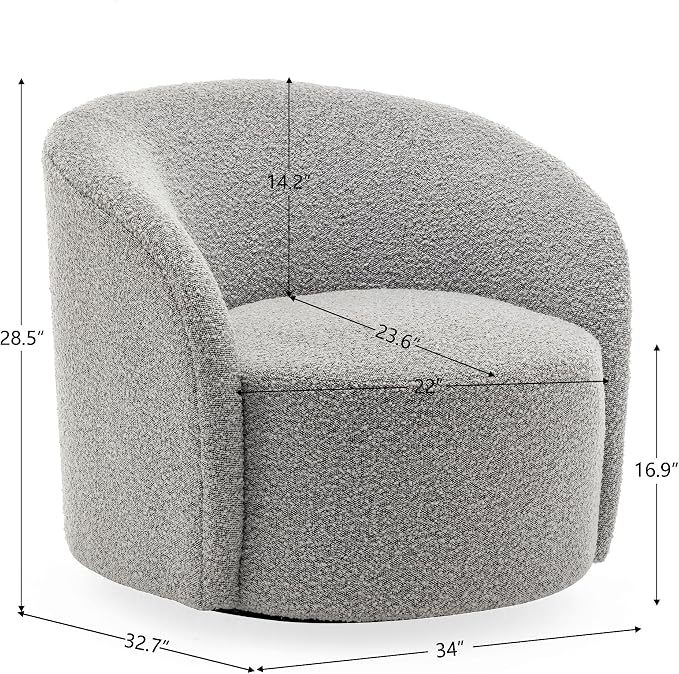 KINWELL 68" Boucle Upholstered Loveseat Sofa with Set of 2 Swivel Barrel Accent Chairs, Minimalist Comfy 2-Seater Couch and 2 Sherpa Armchairs for Small Spaces Apartment, Black White