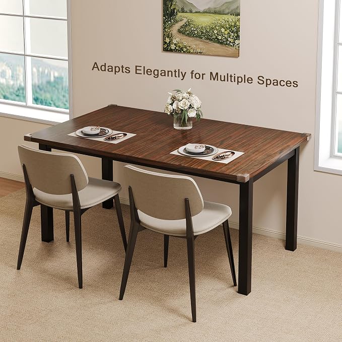 Einhomn Modern Extendable Dining Table for 4-6, 63" Farmhouse Kitchen Table, Rectangular Dining Room Tables for Dining, Kitchen, Office, Living Room, Wooden Tables, Space Saving (Espresso)